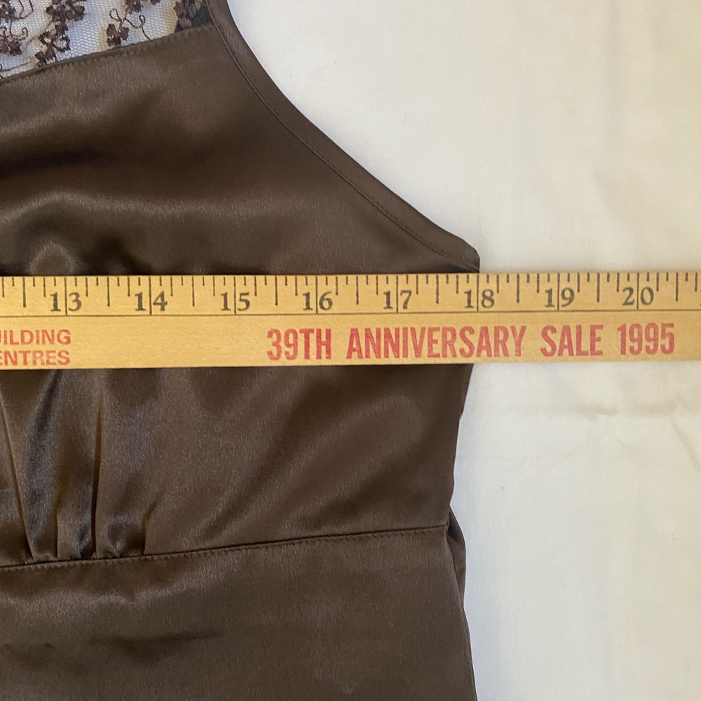 Ricki's Rich Chocolate Brown Lace Trim Satin Empire Waist Sexy Camisole Tank LG - Picture 10 of 16